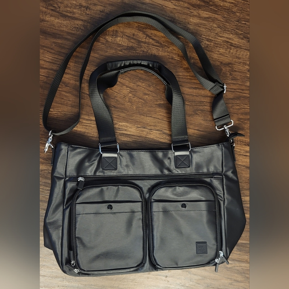 IHKWLP Black Cargo Catch All Messenger Commuter Crossbody Pockets